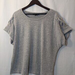 Allison Andrews Women's Grey  Short Sleeve Pullover Top Size 2X